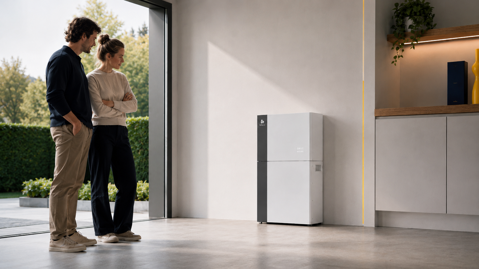 Alpha ESS thuisbatterij in een rustige lichte omgeving